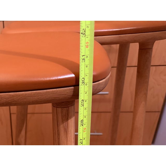 Møbel Copenhagen Cuba Bar Stools – Set of 3 – Solid Oak & Leather – Excellent Condition For Sale - Image 10 of 17