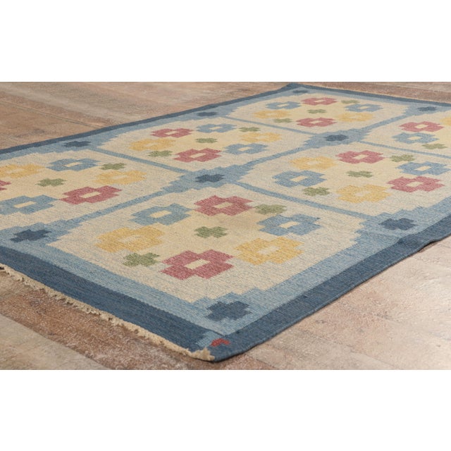 Vintage Swedish Rollakan Rug, 04'05 X 06'09 For Sale - Image 9 of 11