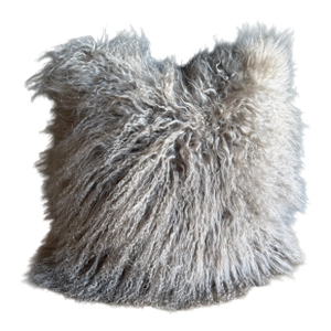 Genuine Sheep Long Hair Pillow in Taupe