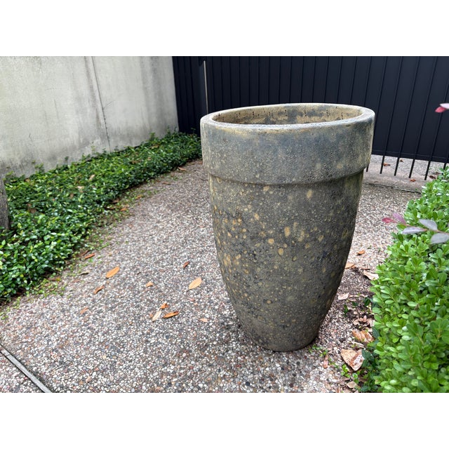 Tan 1960s Monumental Pair of Glazed Pottery Garden Urns For Sale - Image 8 of 15