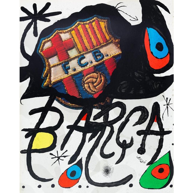Joan miro (1893-1983) fcb, futbol club barcelona (barça) original color lithograph signed in the plate on poster paper 99...
