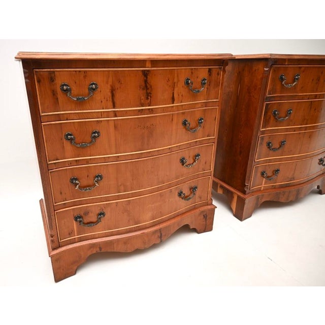Antique Georgian Style Yew Wood Chests of Drawers, 1930, Set of 2 For Sale - Image 9 of 11