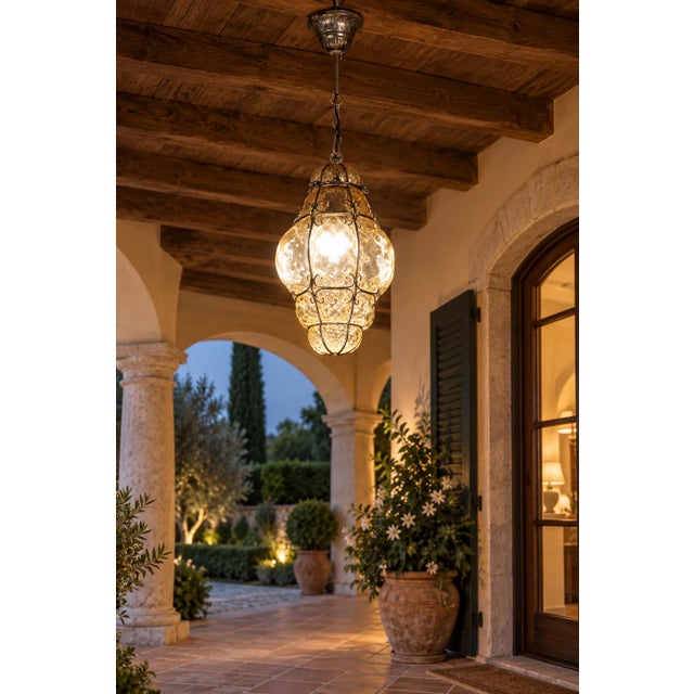 Orange 1970s Orange Colour Venetian Lantern Attributed to Seguso Murano Glass For Sale - Image 8 of 15