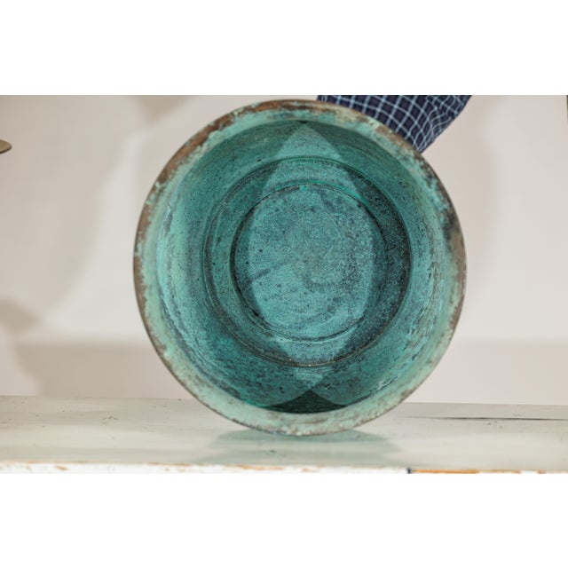 Asian Vintage Indian Copper Cachepots with Aged Turquoise Patina -Set of 3 For Sale - Image 3 of 18