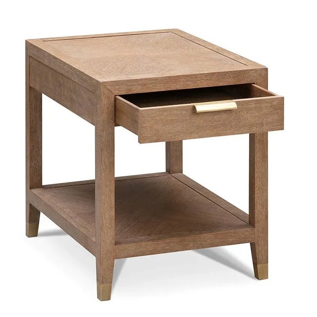 A handsome linear design with a rectangular framed top veneered with quarter sawn oak is raised over an apron rail drawer...