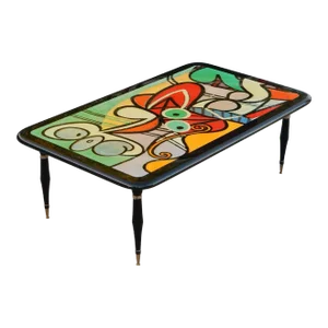 Post-Modern Laquered Picasso Art Cocktail Table