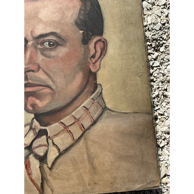 Vintage Boho Original Oil Portrait on Paper For Sale - Image 4 of 12