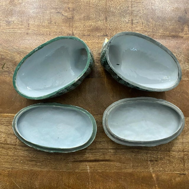 Antique Chinoiserie Famille Vert Export Porcelain Nesting Quail Lidded Boxes Figures, a Pair For Sale - Image 9 of 11