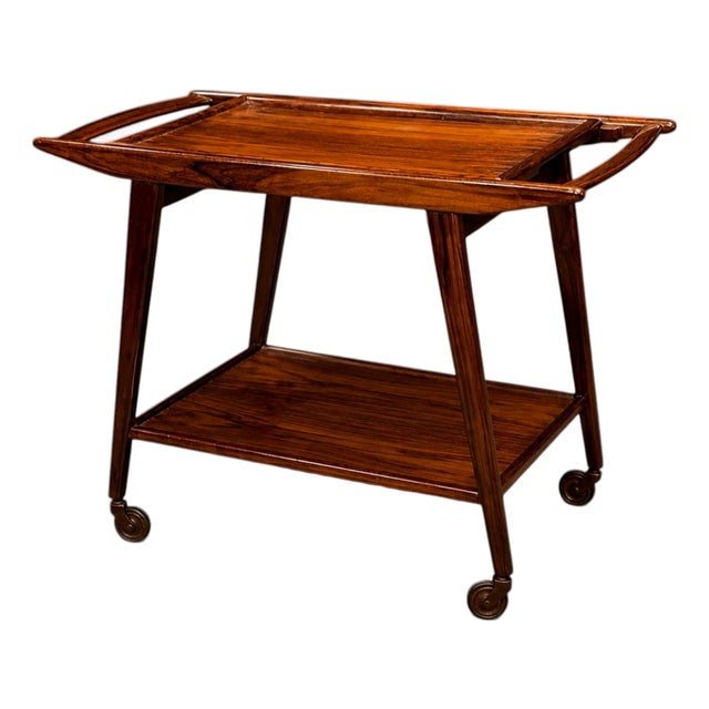 Geraldo De Barros for Unilabor Bar Cart in Rosewood, Brazil, 1960s For Sale