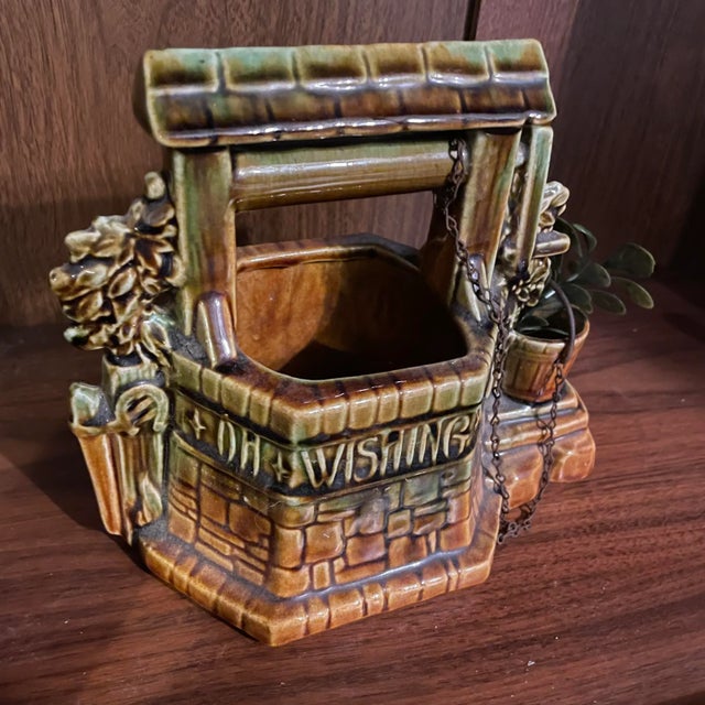 Vintage McCoy wishing well planter, signed, in great condition!