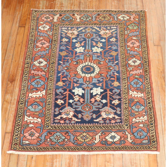 Antique Zabihi Collection Persian Heriz Scatter Rug - 3'4" x 4'6" For Sale - Image 4 of 10