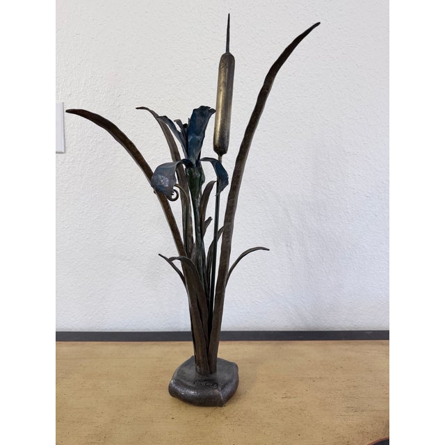 Authentic Signed C. Jeré Mid-Century Modern Brutalist Calla Lily Metal Sculpture For Sale - Image 12 of 12