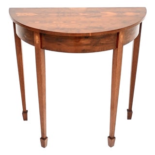 Inlaid Yew Wood Console Table, 1950 For Sale
