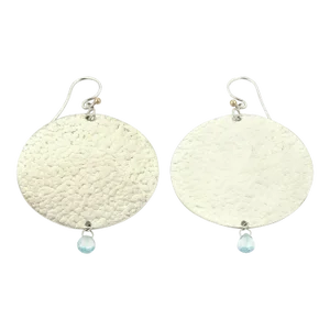 Gurhan Lush Blue Topaz Sterling Silver Large Flake Disc Dangle Earrings - 2 Pieces