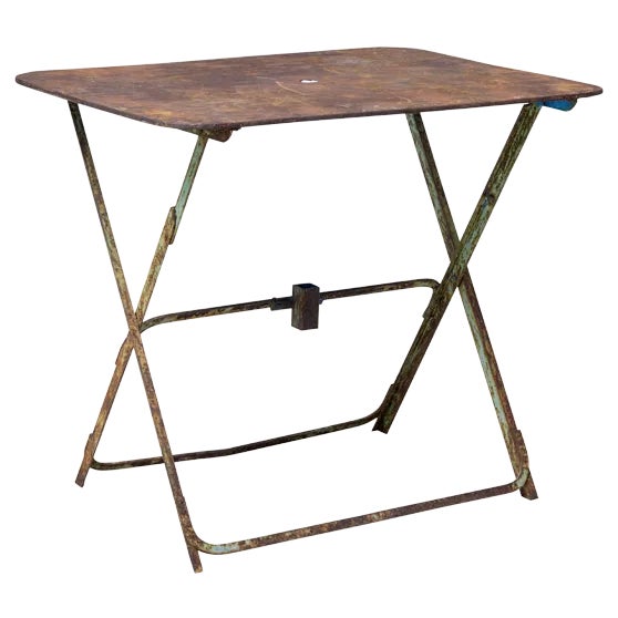 Early 20th Century French Folding Metal Garden Table, 1920 For Sale