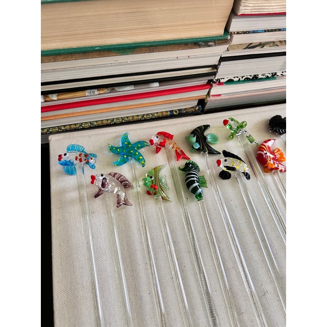Vintage Hand-Blown Glass Tropical Fish Cocktail Stirrers, Set of 16 For Sale - Image 10 of 11