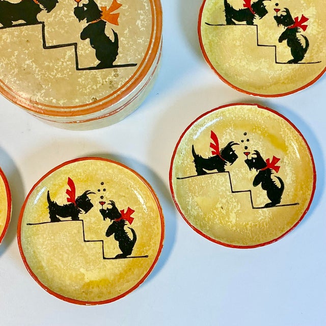 Plastic 1950s Vintage Boho Chic Scottish Terrier Coasters - Set of 9. For Sale - Image 7 of 13