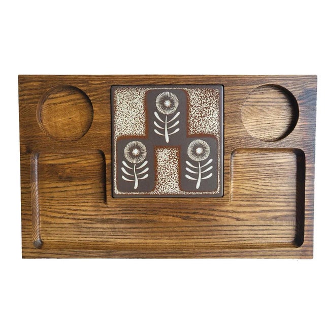 1970s Wood Charcuterie Board With Tile For Sale - Image 11 of 11