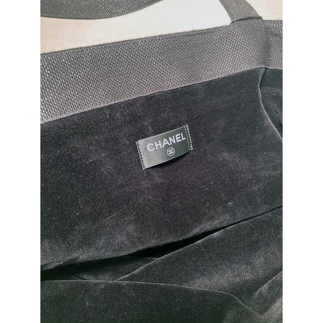 Black Chanel Black Canvas Raw Edge Tote Bag For Sale - Image 8 of 9
