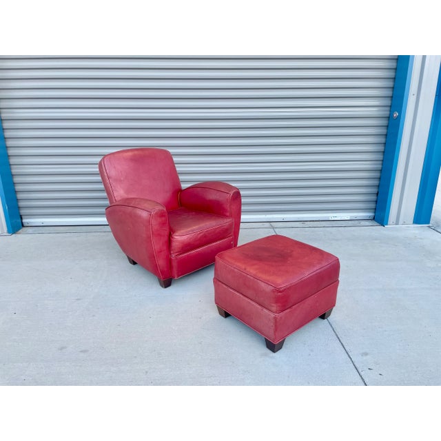 Animal Skin Vintage Leather Lounge Chairs & Ottoman Set, 3 Pieces For Sale - Image 7 of 13