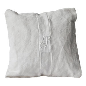 French Linen Petite Baby Pillow "J" Monogram