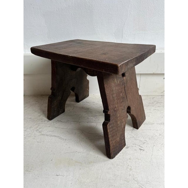 Rustic Oak Stool, 1920s For Sale - Image 10 of 17