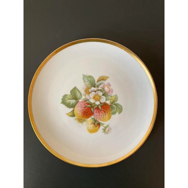 Mid 20th Century Bavaria Porcelain Strawberry Fruit and Gold Rim
