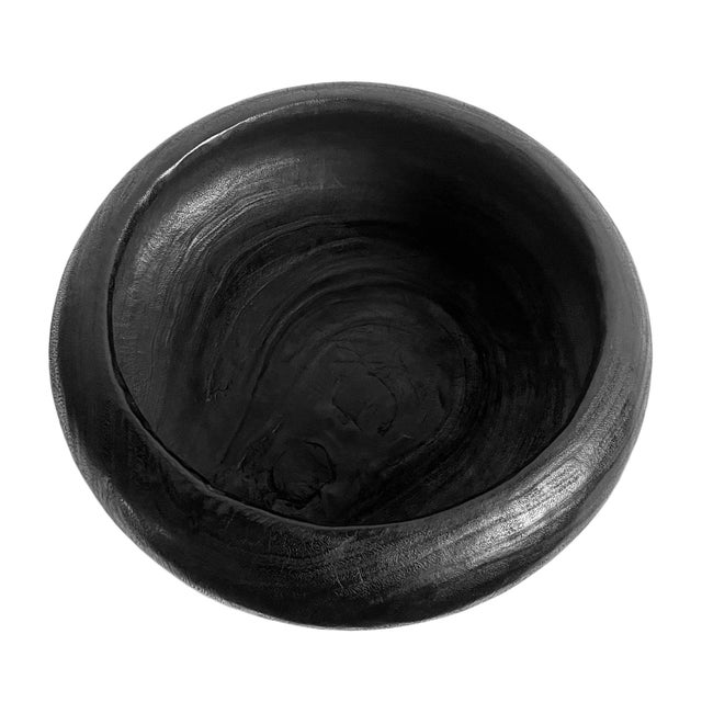 Modern Vintage Low Profile Modern Black Wood Bowl For Sale - Image 3 of 6