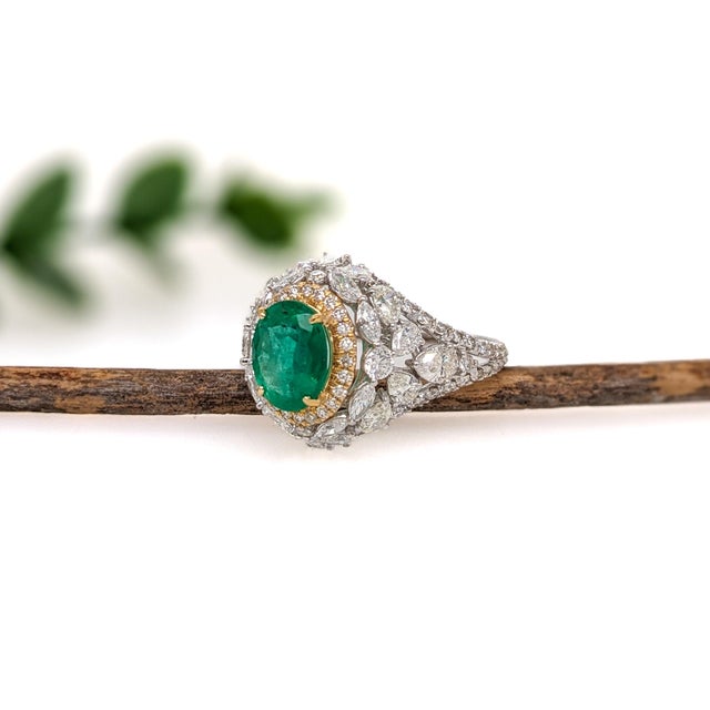 Metal Exceptional Gia Certified Emerald in a Bespoke Heirloom Setting: Solid 14k Gold, Size 6.75 For Sale - Image 7 of 11