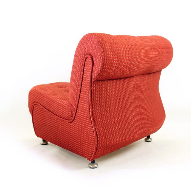 Vintage Space Age Modular or Sectional Curved Sofa in Red Fabric, Tatra Czechoslovakia 1970s, Set of 4 For Sale - Image 9 of 17