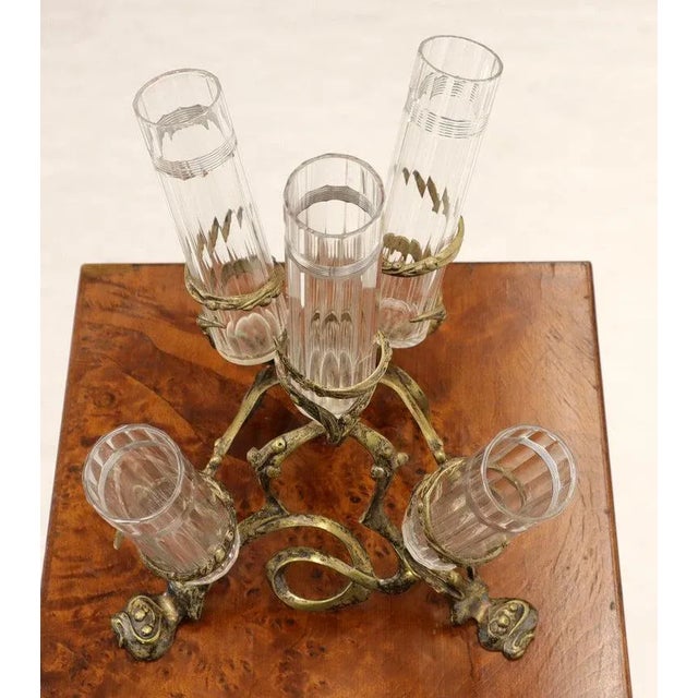 Art Nouveau Art Nouveau 5 Branches Center Piece Cut Glass Vases For Sale - Image 3 of 13