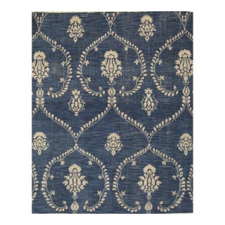 8x10 Luxurious Chloe Blue Floral Traditional Hand Knotted Wool Carpet Rug For Sale