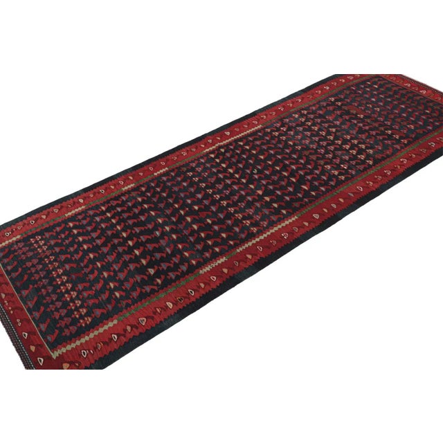Rug & Kilim 1950s Vintage Northwest Persian Kilim in Blue & Red Geometric Pattern From Rug & Kilim For Sale - Image 4 of 8