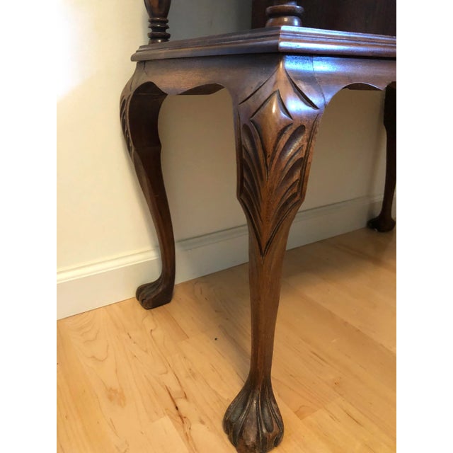 Early 20th Century Early 20th C. English Stone Marble Table Carved Tiger Oak For Sale - Image 5 of 9