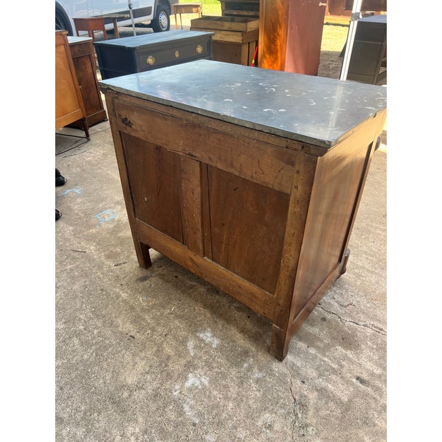Traditional French 19th Century Empire Burl Walnut Marble Top Chest of Drawers For Sale - Image 3 of 12
