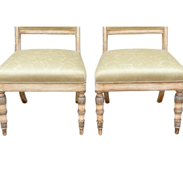19c Style Charles Pollock for William Switzer Russian Imperial Dining Chairs W Fortuny Seats - Set of 4