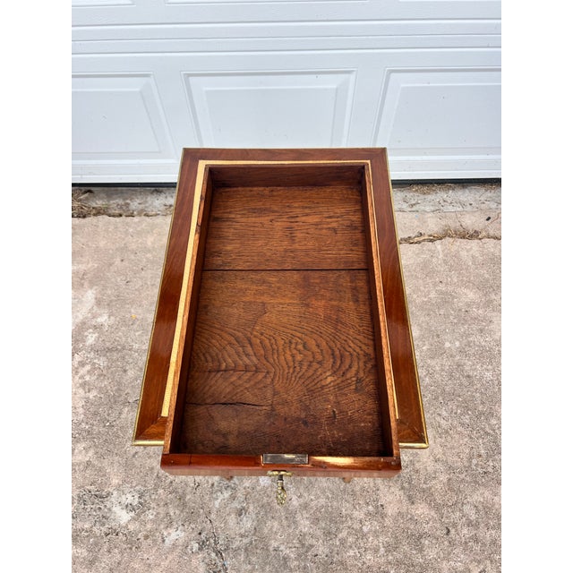French 19th Century Louis XVI Mahogany Leather Top Side Table For Sale - Image 9 of 12