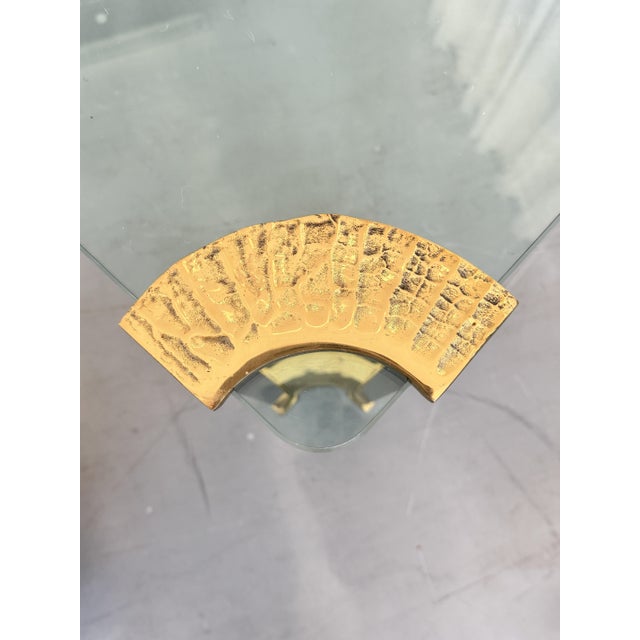 Hollywood Regency Brass and Glass Coffee Table attributed to Peter Ghyczy, 1970s For Sale - Image 11 of 18