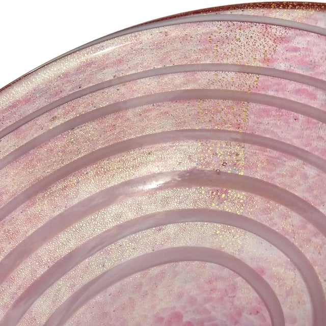 Mid 20th Century Vintage Barbini Murano Pink White Swirl Gold Flecks Italian Art Glass Decorative Ring Bowl Vide Poche For Sale - Image 5 of 7