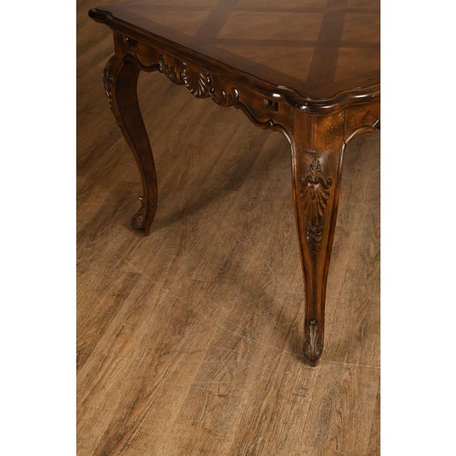 Brown French Country Parquetry Top Expandable Dining Table For Sale - Image 8 of 18