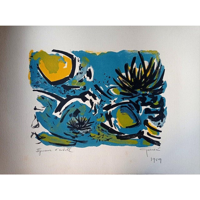 Antonio Guanse, Water Lilies, 1959, Lithograph For Sale - Image 4 of 4