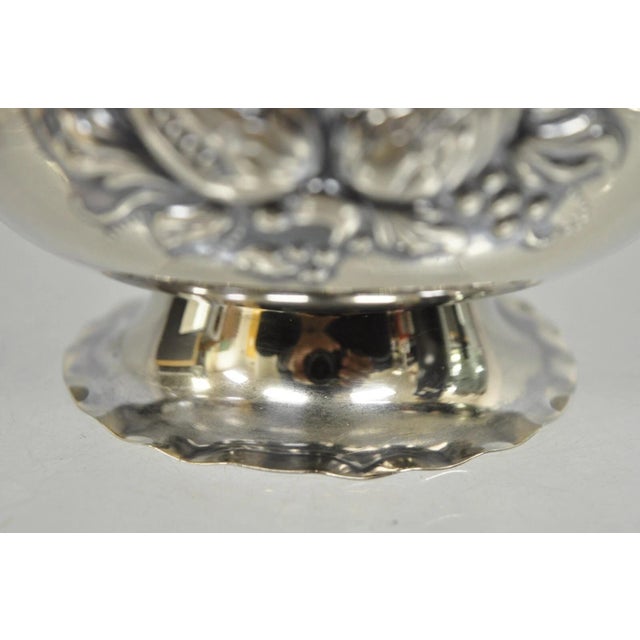 Antique Primans Sweden Silver Plated Repousse Nut Candy Small Bowl Dish For Sale - Image 4 of 10