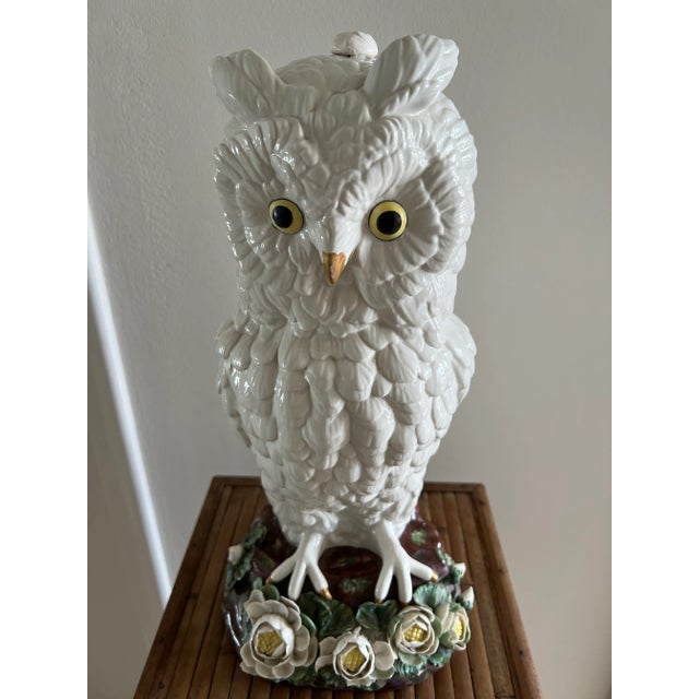 Mid 20th Century Italian Mottahedeh Porcelain Large Owl For Sale - Image 12 of 13