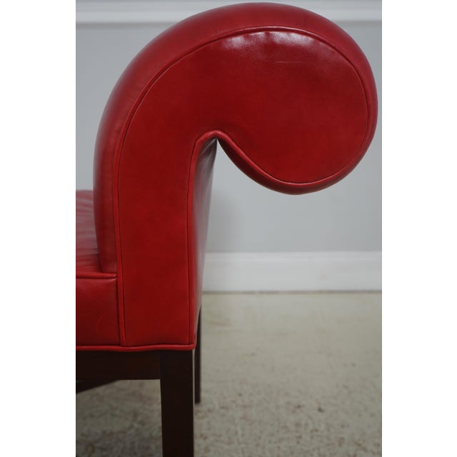 Red Baker Mahogany Leather Chippendale Window Bench For Sale - Image 8 of 17