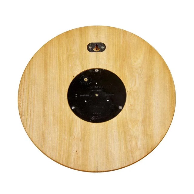 Art Deco Elm Wall Clock by Zenith, 1930 For Sale - Image 3 of 6