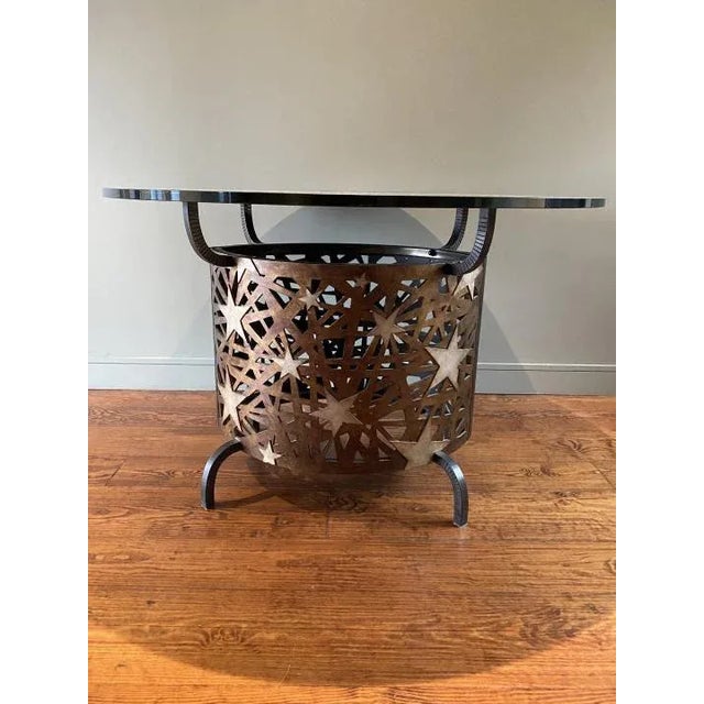 1960s 1960s Vintage Celestial Wood, Metal and Glass Coffee Table For Sale - Image 5 of 6