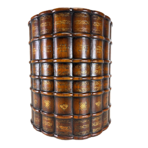 Vintage Hand Carved Walnut Faux Book Bin After Maitland Smith