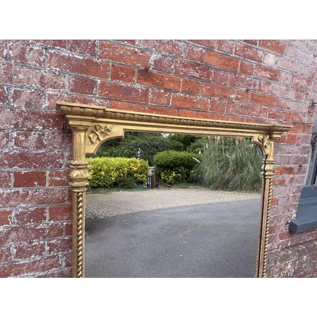 Antique English Gilt Rope Twist Framed Overmantle Mirror For Sale - Image 4 of 9