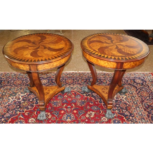 Pair of Theodore Alexander Burl Inlaid Metal Mount Occasional End Tables For Sale - Image 10 of 15