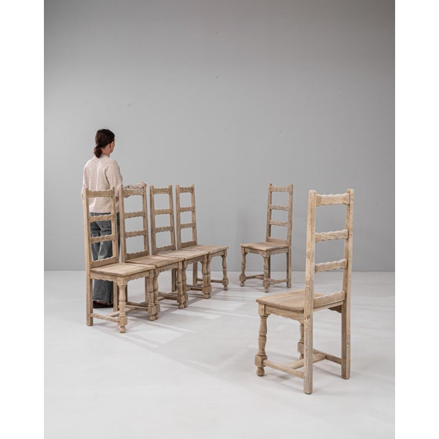 20th Century French Oak Ladder-Back Dining Chairs - Set of 6 For Sale - Image 17 of 18